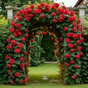 Роза плетистая Алый Триумф купить по цене от 319р. в интернет-магазине «Посадика» с доставкой почтой в в Корочае и по всей России – [изображение №1].