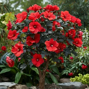Гибискус Миднайт Роуз купить по цене от 269р. в интернет-магазине «Посадика» с доставкой почтой в в Корочае и по всей России – [изображение №1].