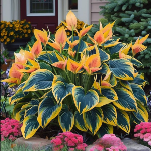 Хоста Флейм Данс купить по цене от 650р. в интернет-магазине «Посадика» с доставкой почтой в в Корочае и по всей России – [изображение №1].